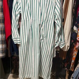 Universal Thread Green and White Striped Long Sleeve Dress